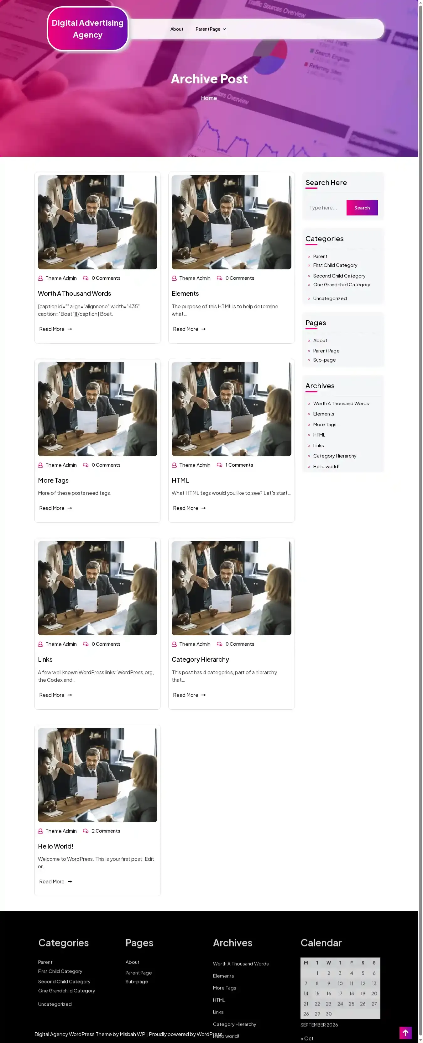 Digital Advertising Agency home page on desktop