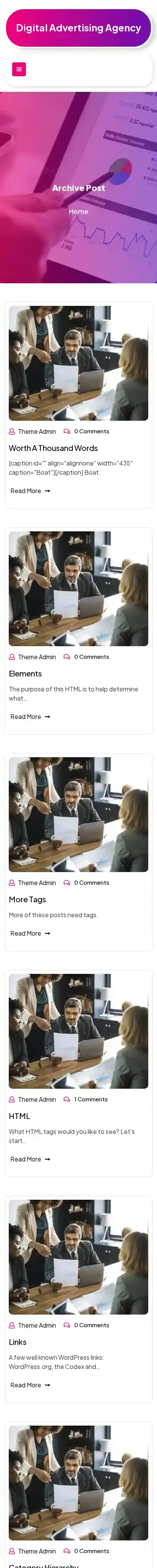 Digital Advertising Agency home page on mobile