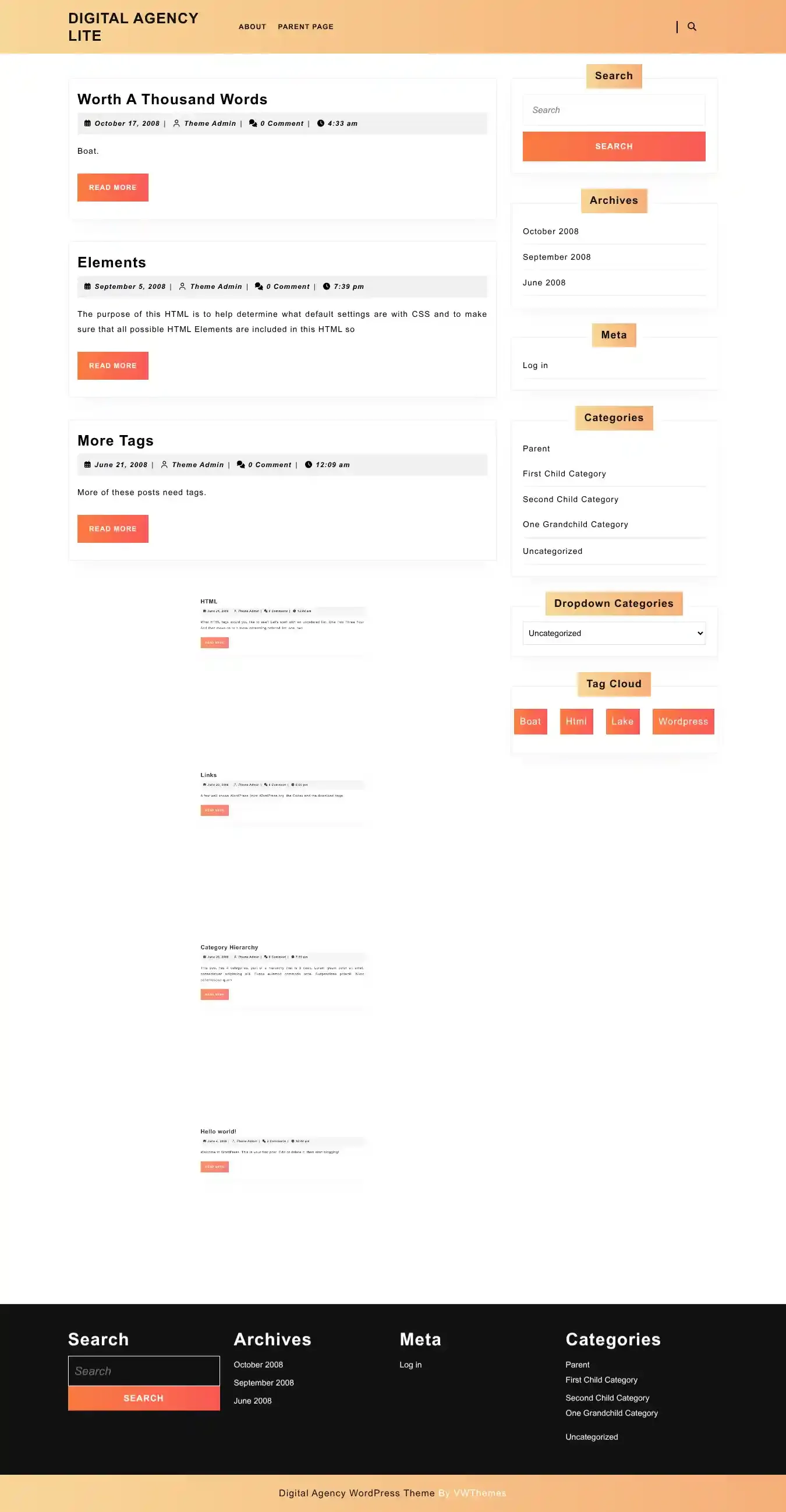 Digital Agency Lite home page on desktop