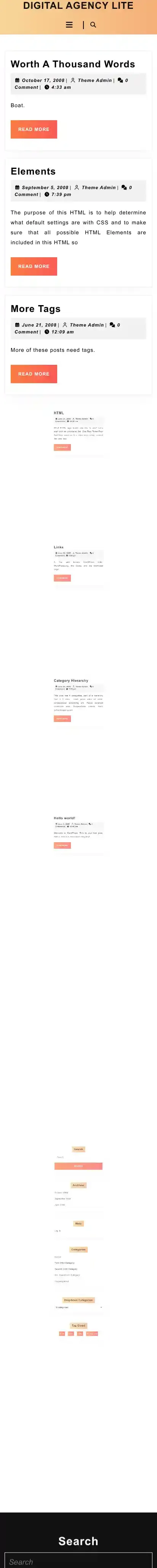 Digital Agency Lite home page on mobile