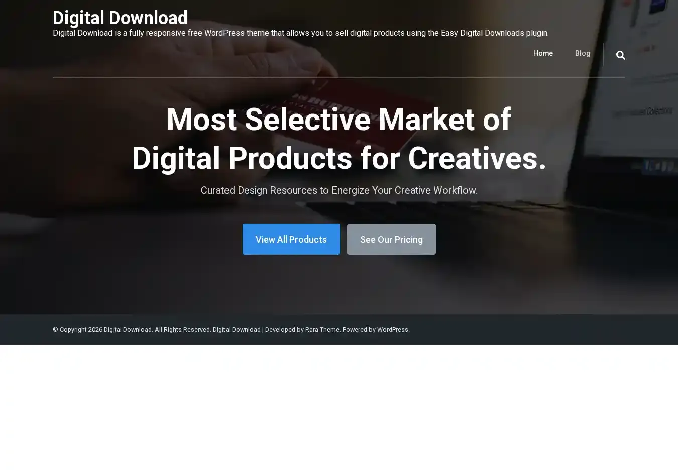 Digital Download home page on desktop