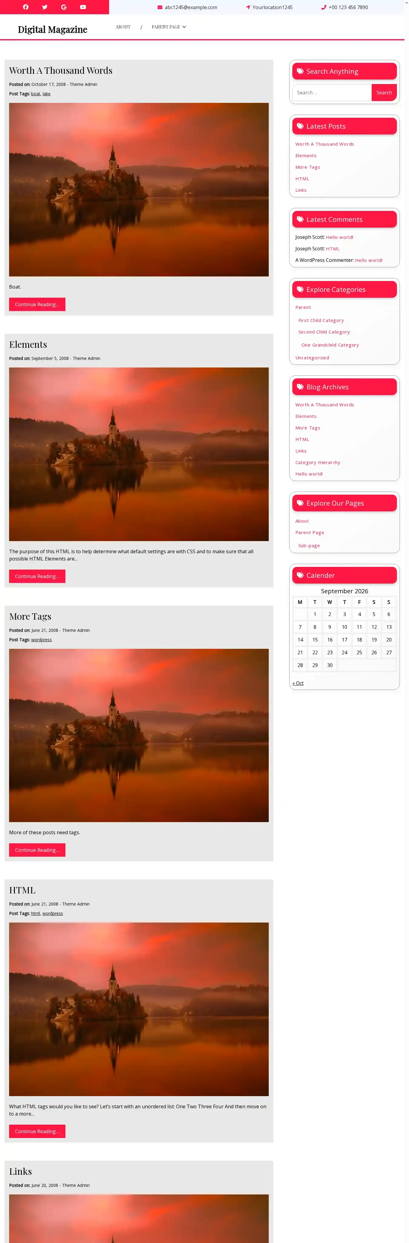 Digital Magazine home page on desktop