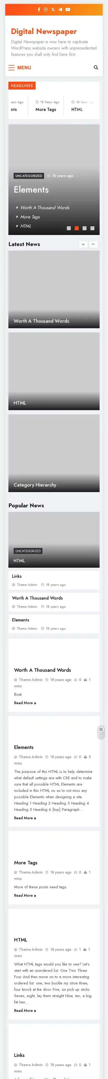 Digital Newspaper home page on mobile