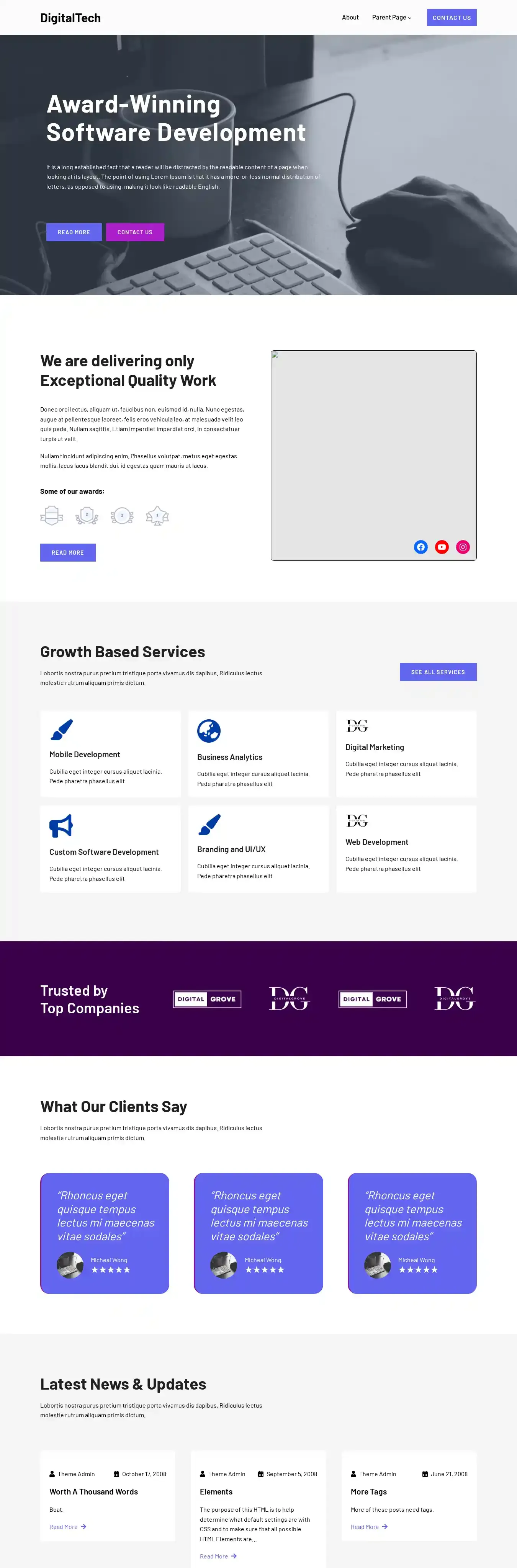 DigitalTech home page on desktop