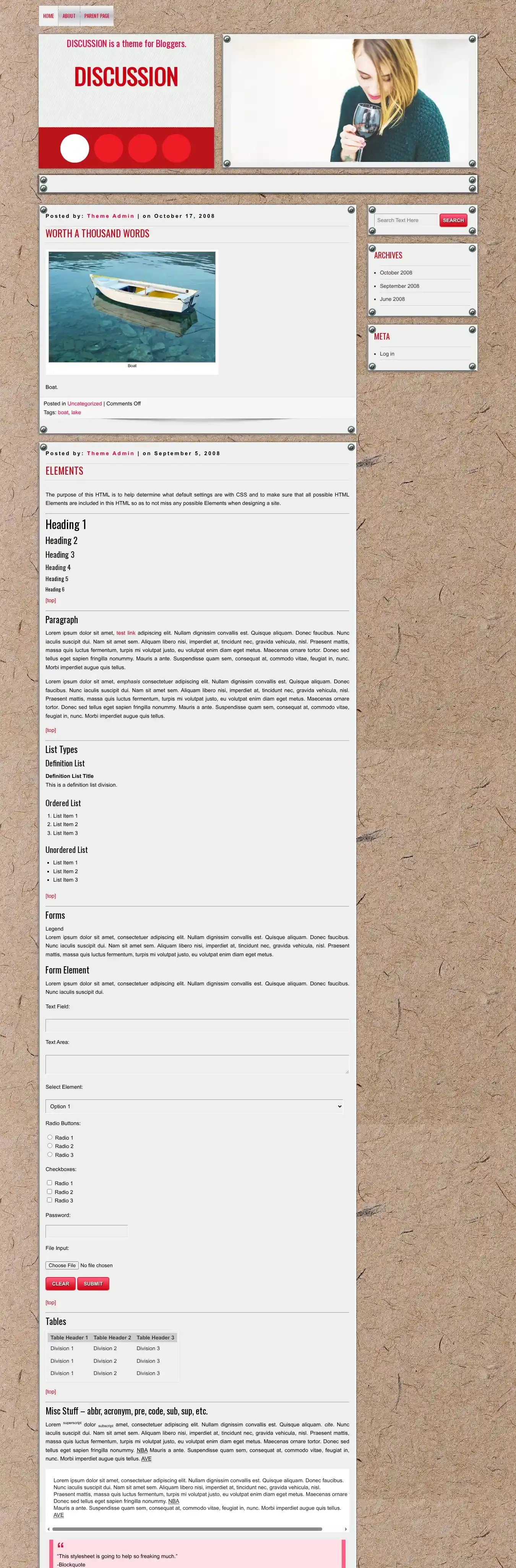 DISCUSSION home page on desktop