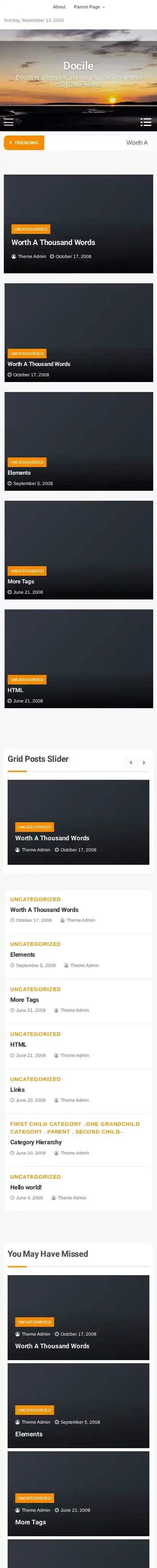 Docile home page on mobile