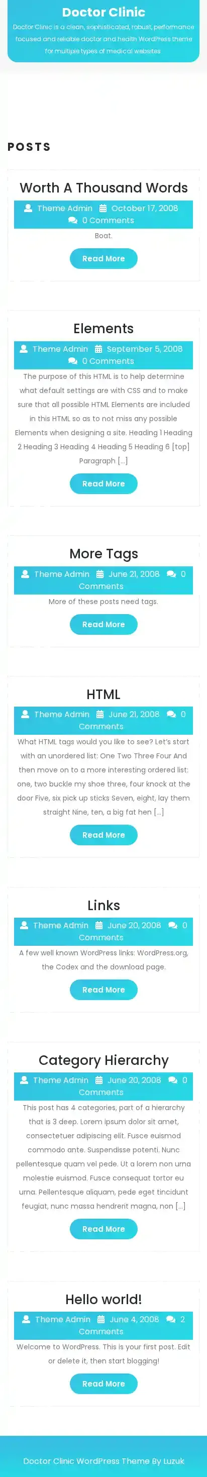 Doctor Clinic home page on mobile