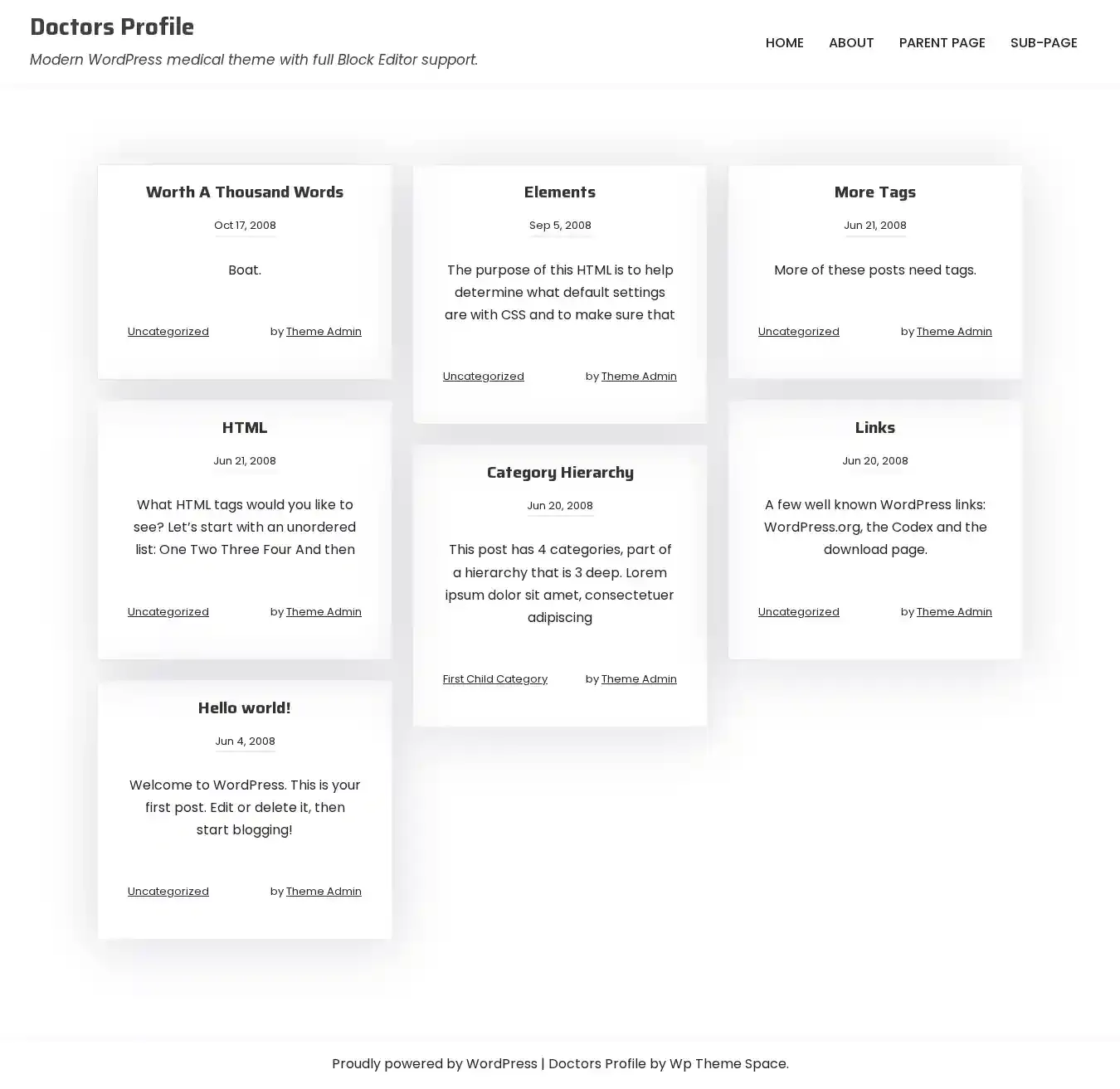 Doctors Profile home page on desktop
