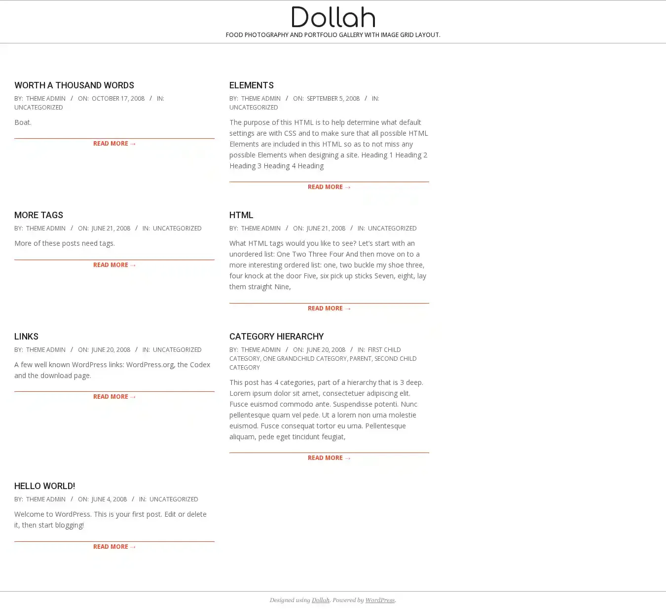 Dollah home page on desktop