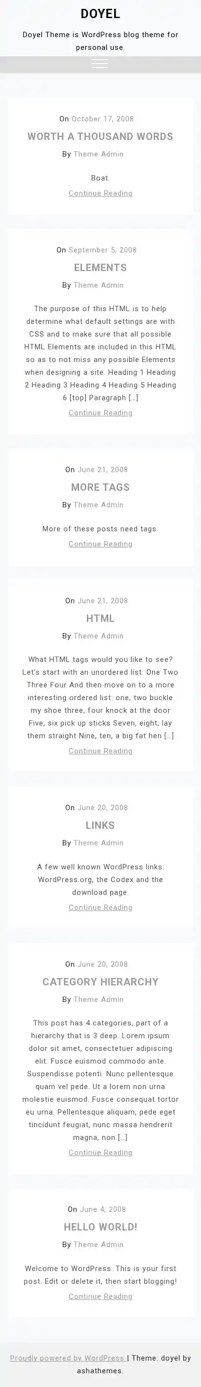 Doyel home page on mobile