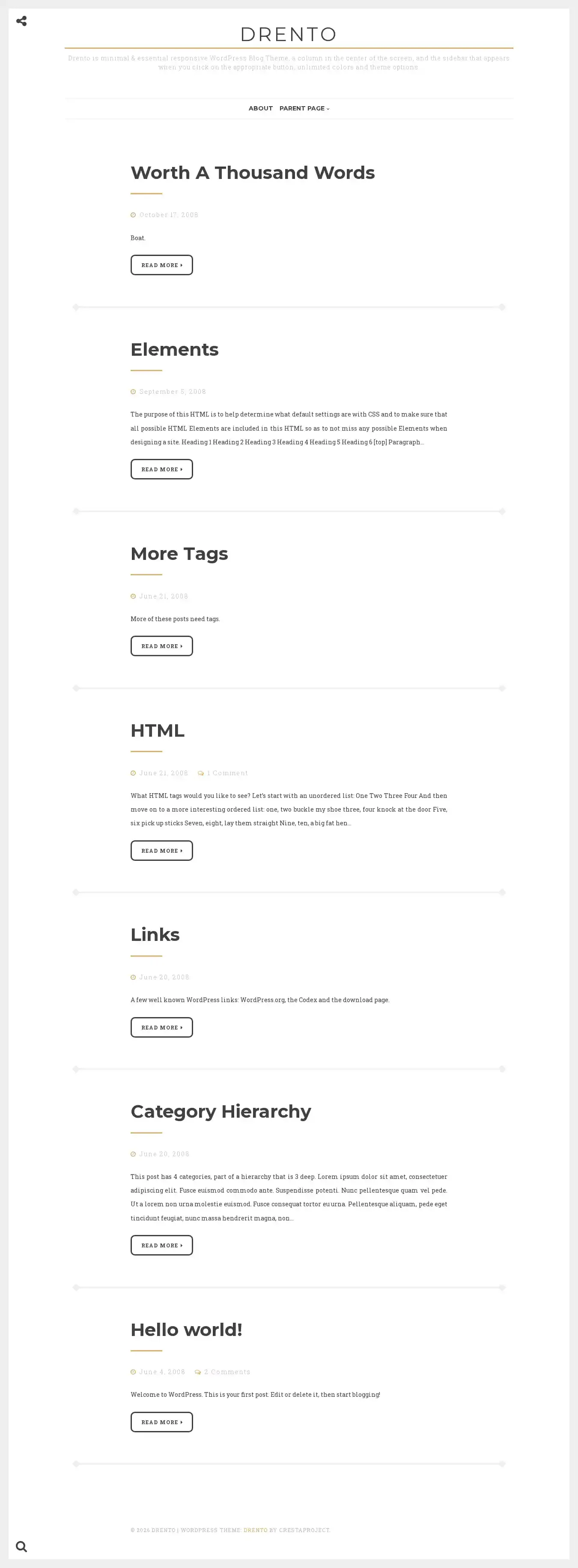 Drento home page on desktop