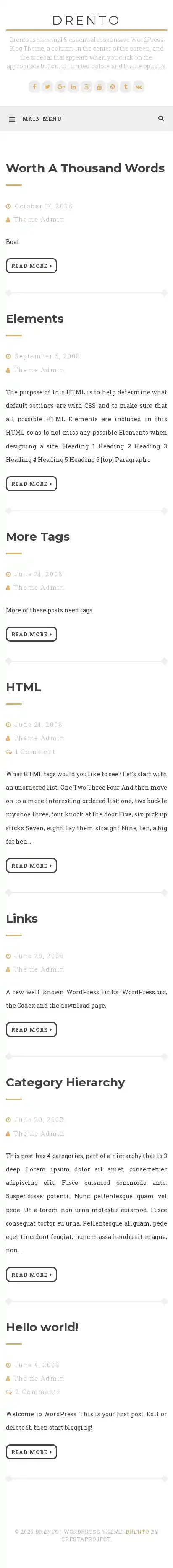 Drento home page on mobile