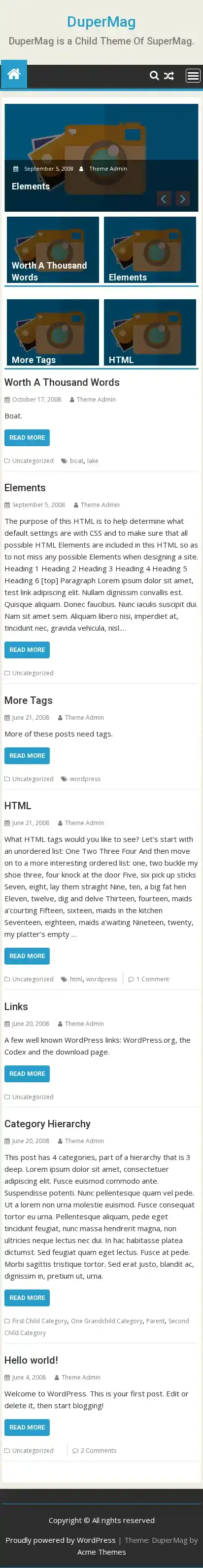 DuperMag home page on mobile