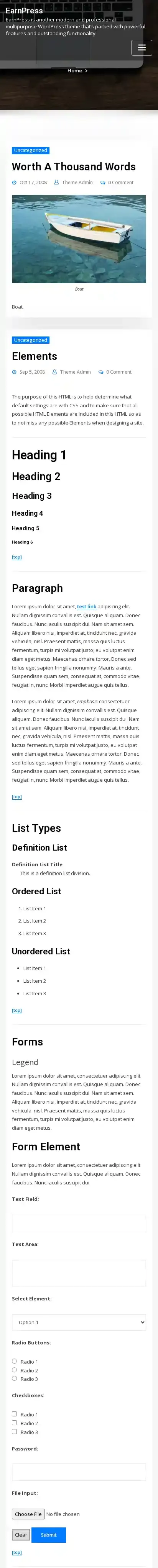 EarnPress home page on mobile