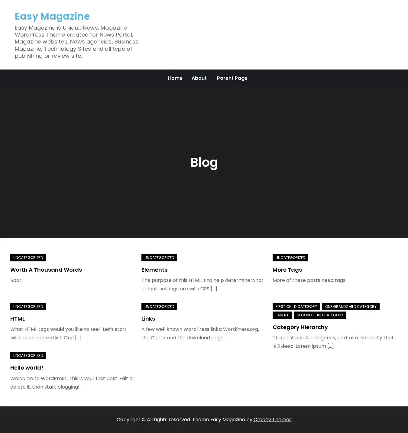 Easy Magazine home page on desktop