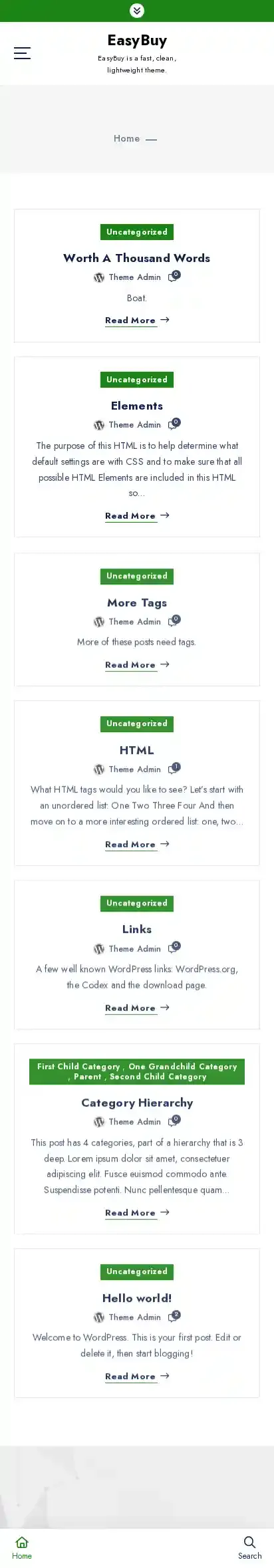EasyBuy home page on mobile