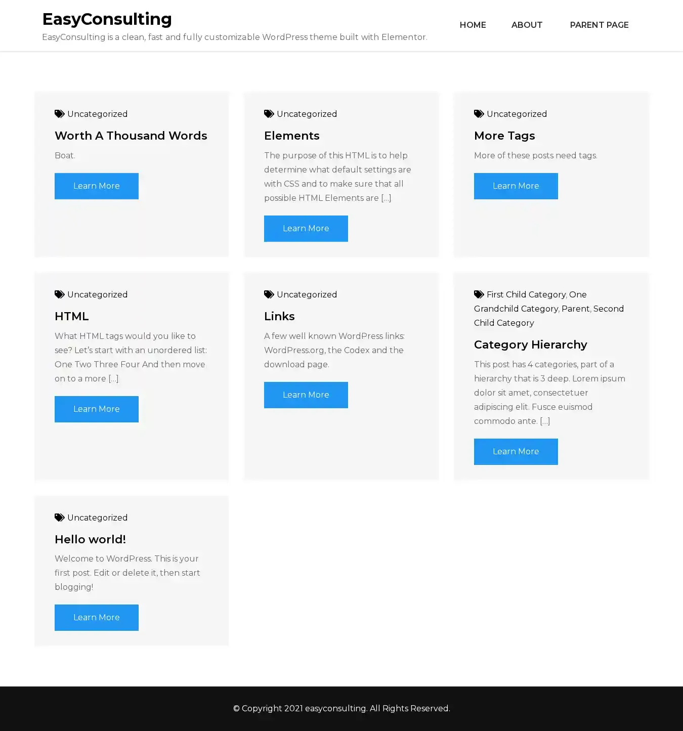 EasyConsulting home page on desktop