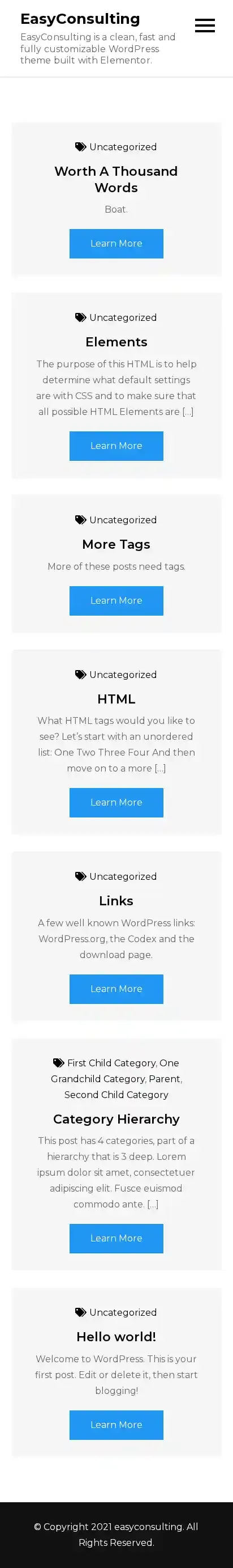 EasyConsulting home page on mobile