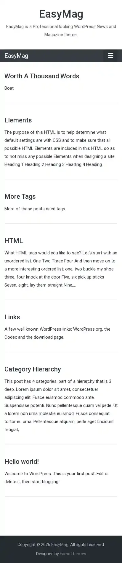 EasyMag home page on mobile