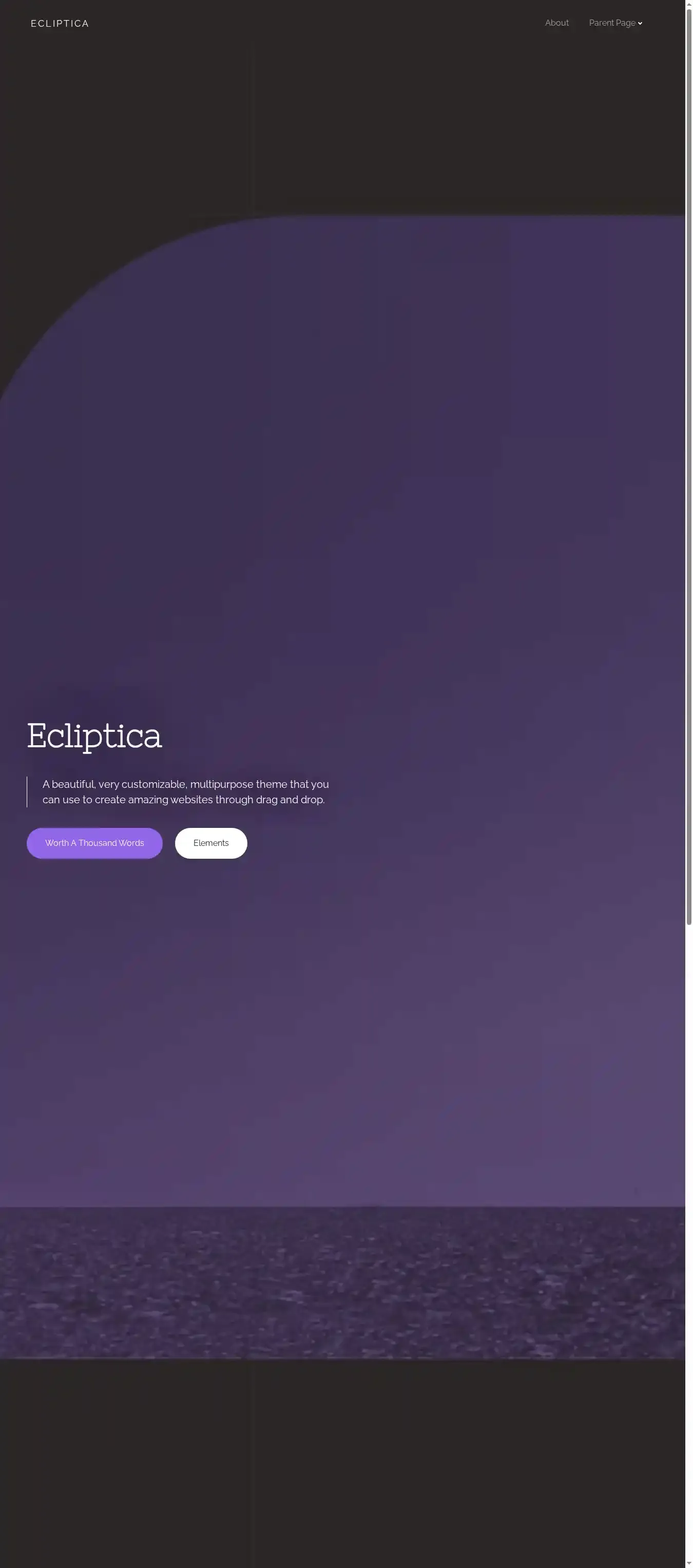 Ecliptica home page on desktop