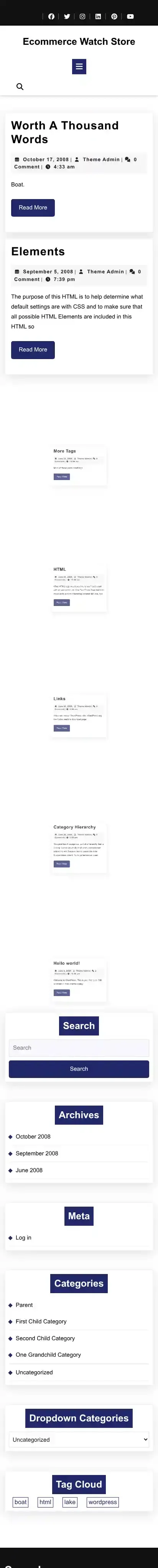 Ecommerce Watch Store home page on mobile