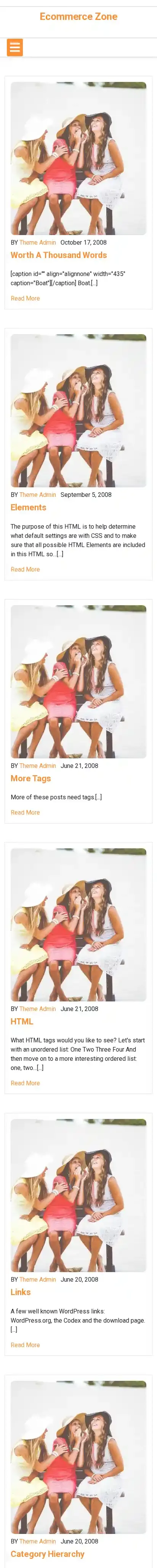 Ecommerce Zone home page on mobile