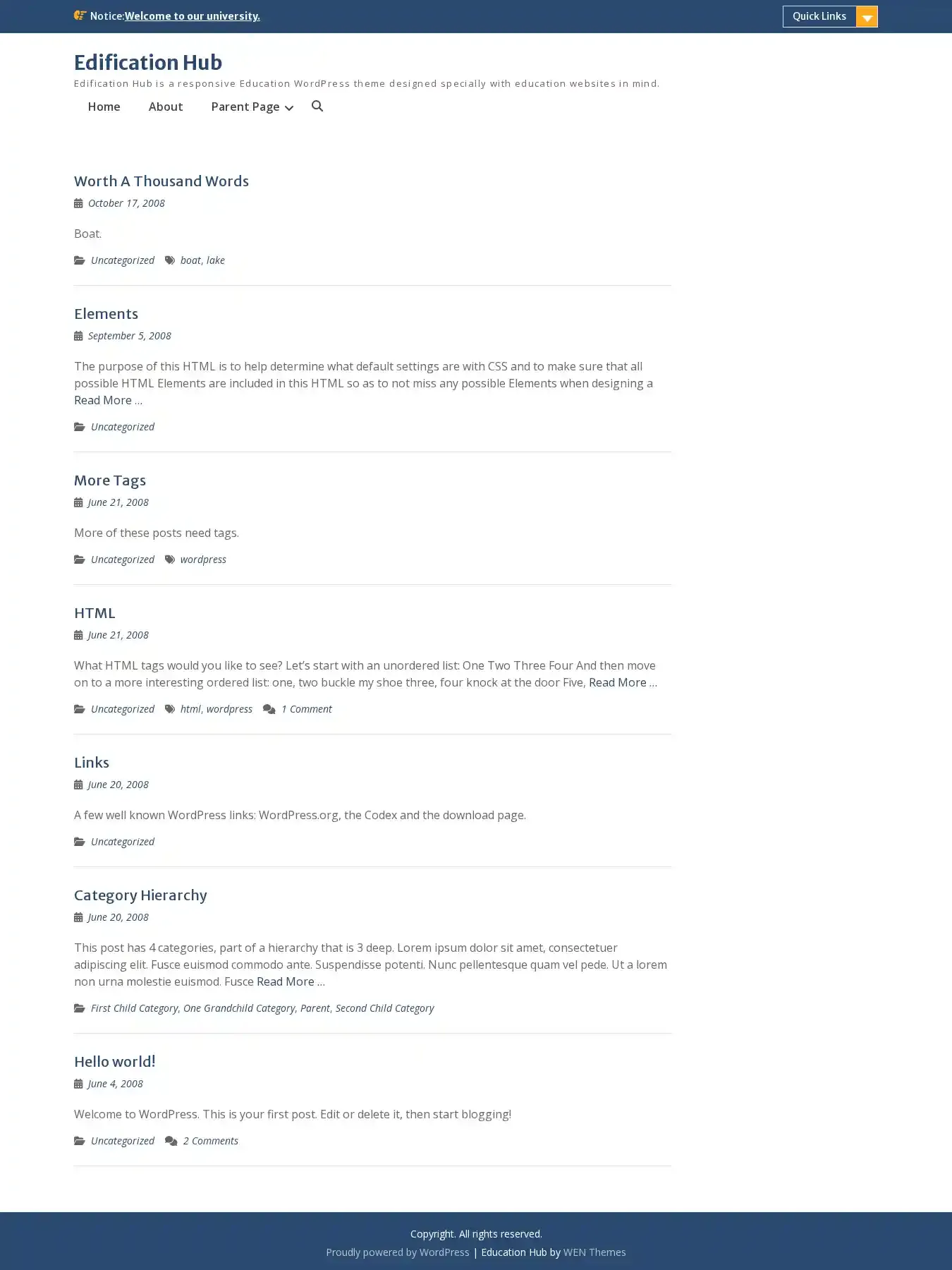Edification Hub home page on desktop