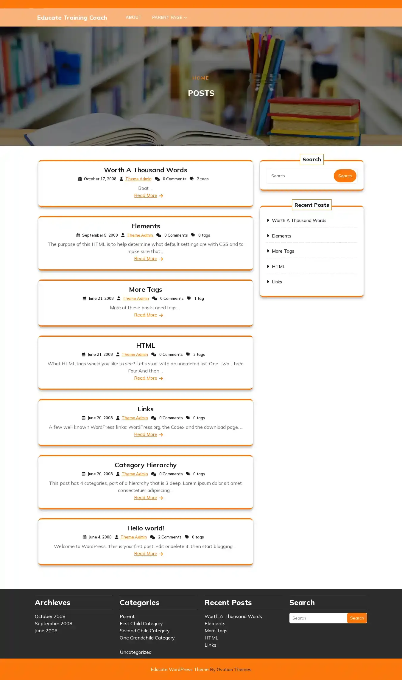 Educate Training Coach home page on desktop