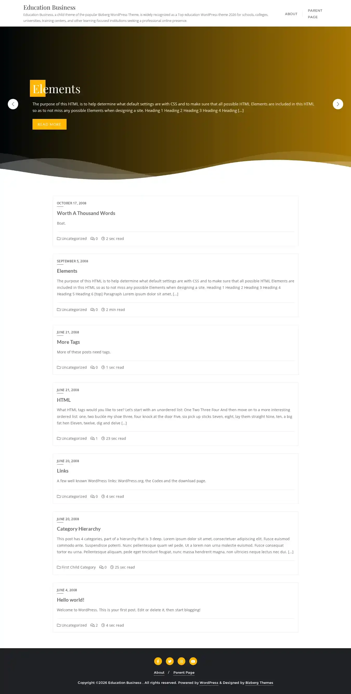 Education Business home page on desktop