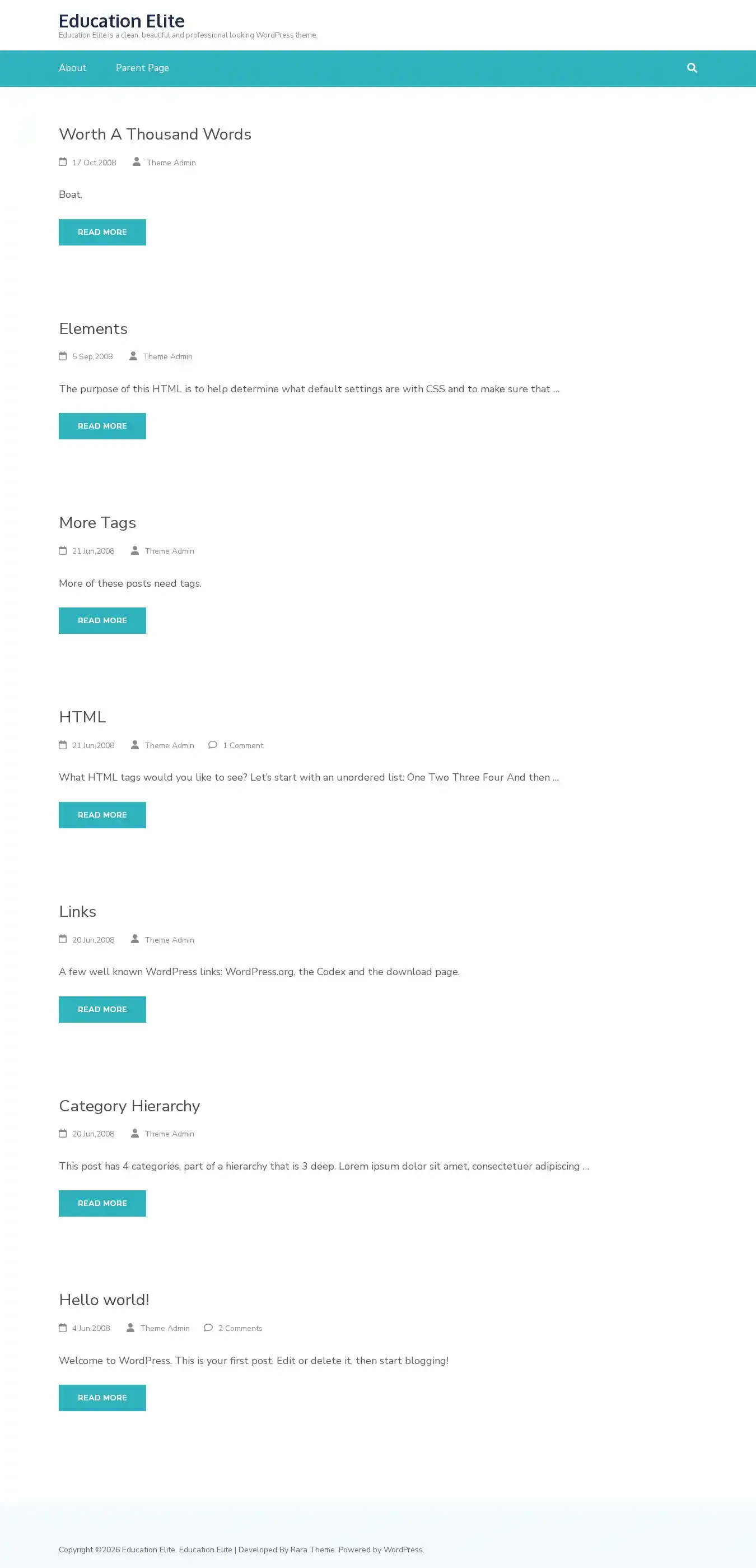 Education Elite home page on desktop