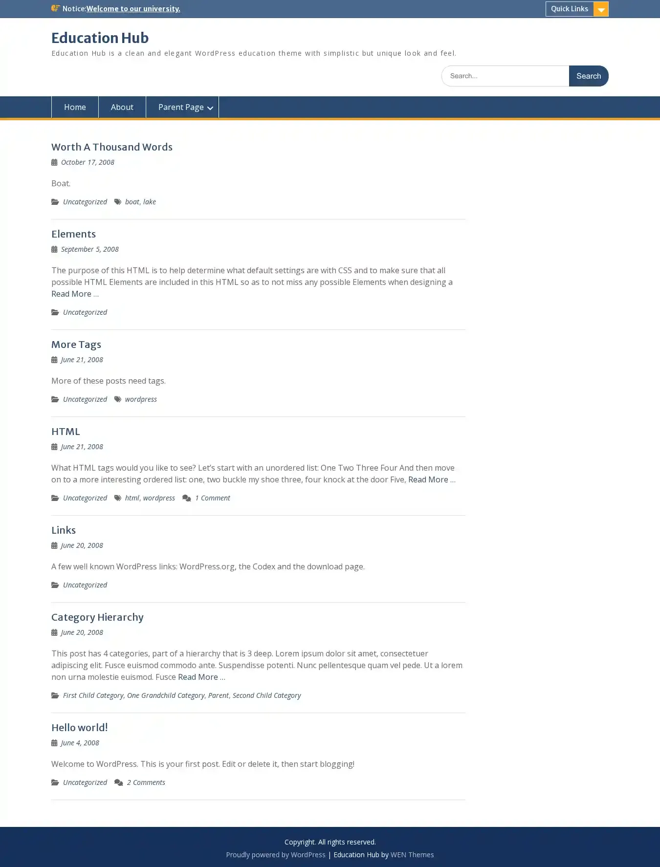 Education Hub home page on desktop