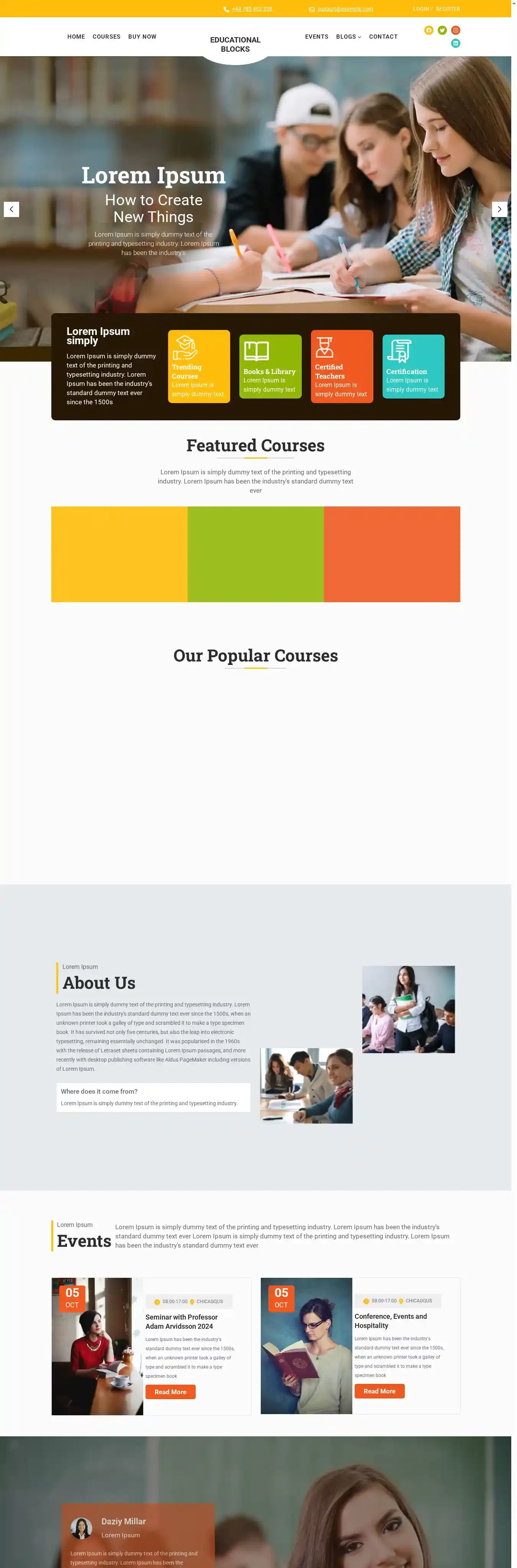 Educational Blocks home page on desktop