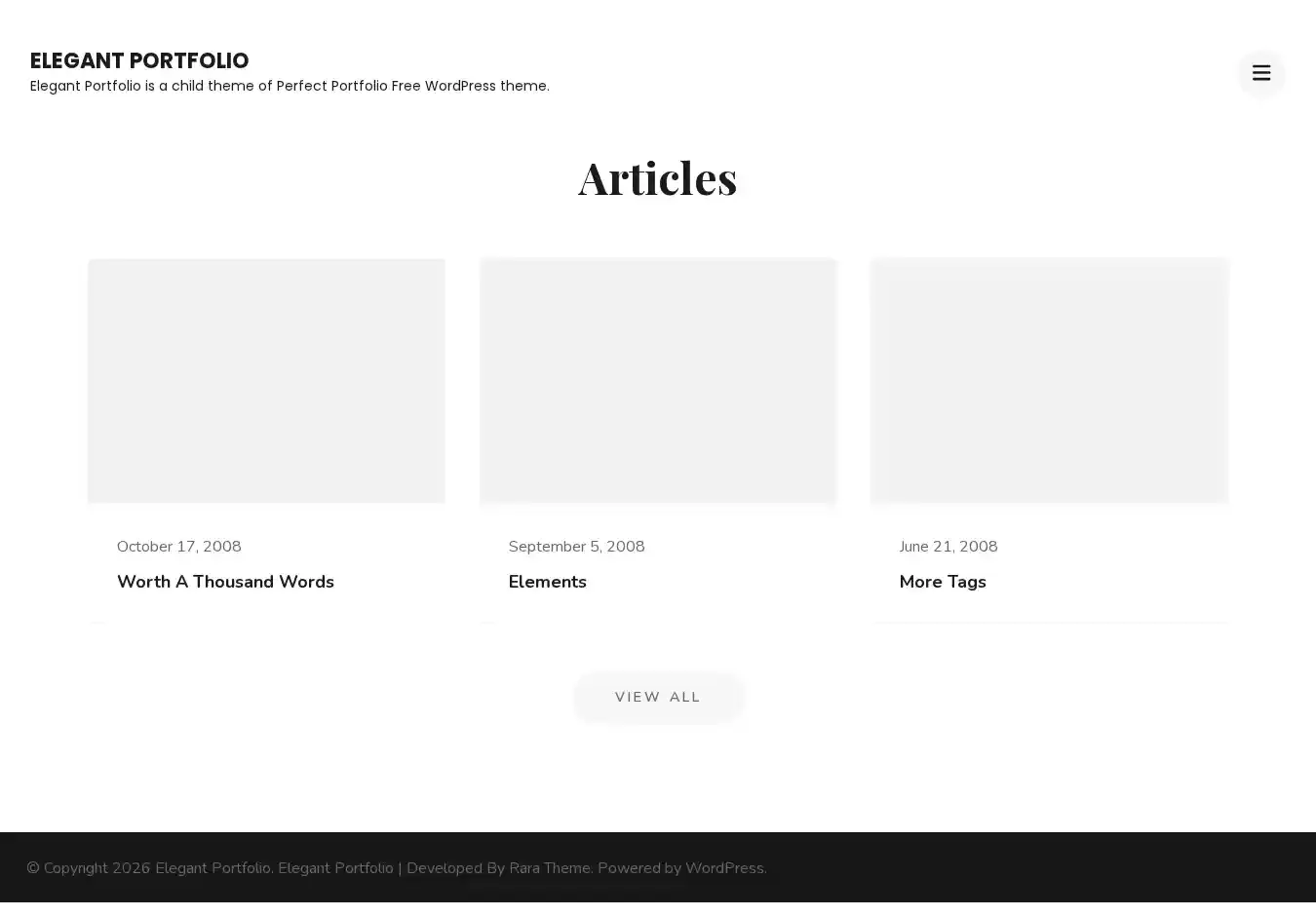 Elegant Portfolio home page on desktop