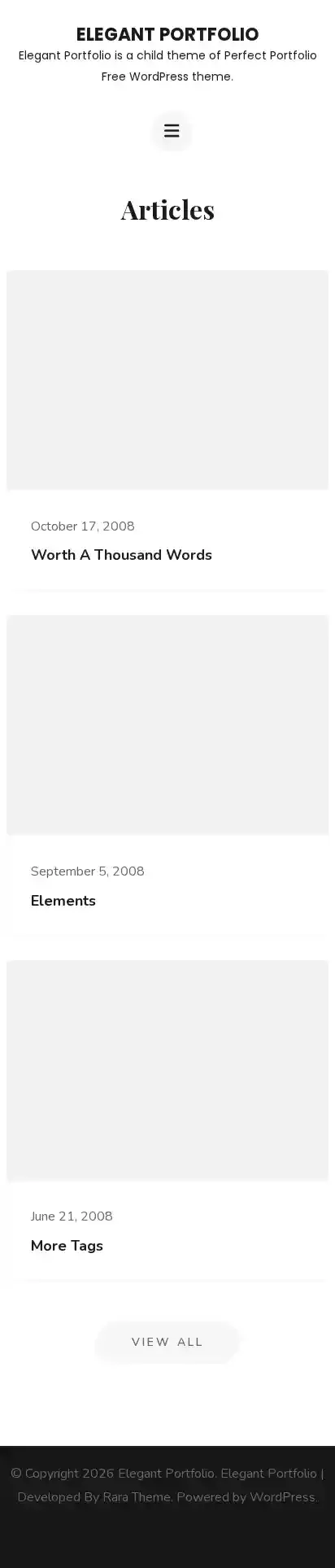 Elegant Portfolio home page on mobile