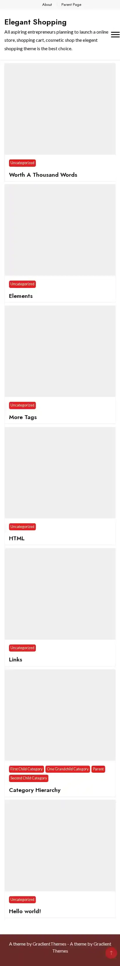 Elegant Shopping home page on mobile