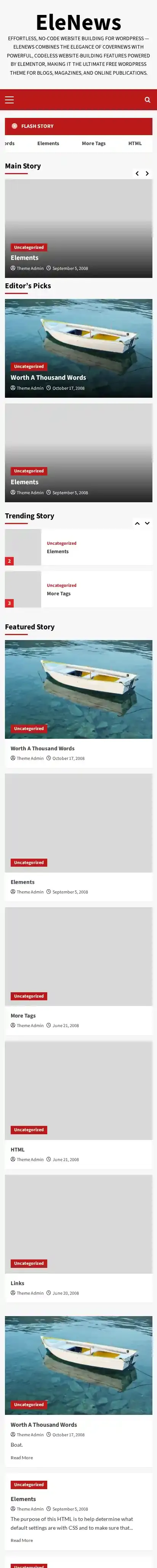 EleNews home page on mobile