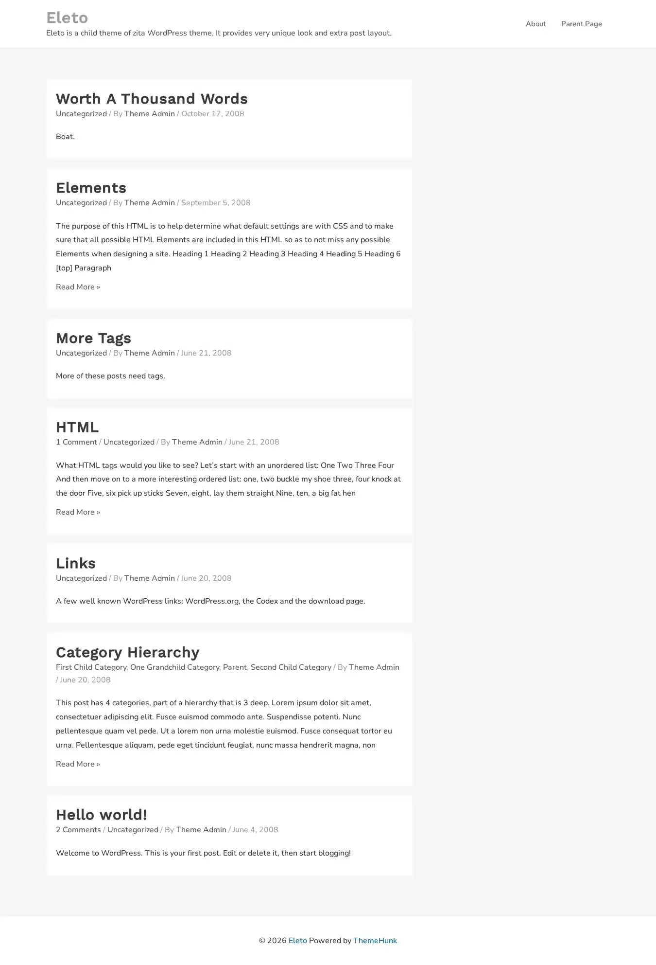 Eleto home page on desktop