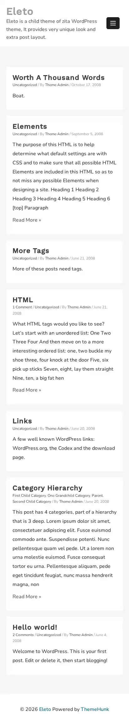 Eleto home page on mobile