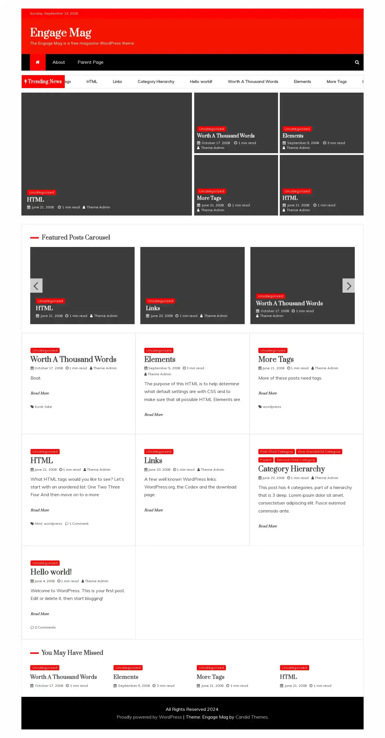 Engage Mag home page on desktop
