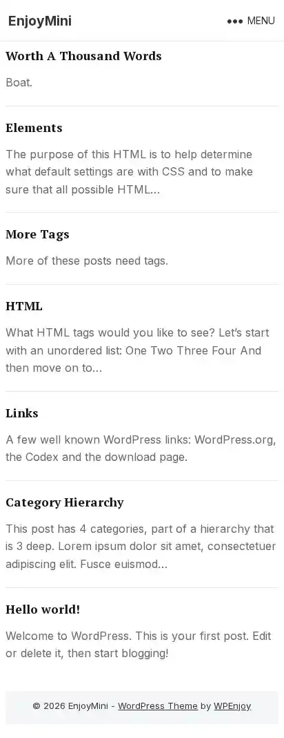 EnjoyMini home page on mobile
