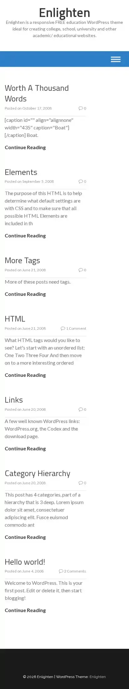 Enlighten home page on mobile