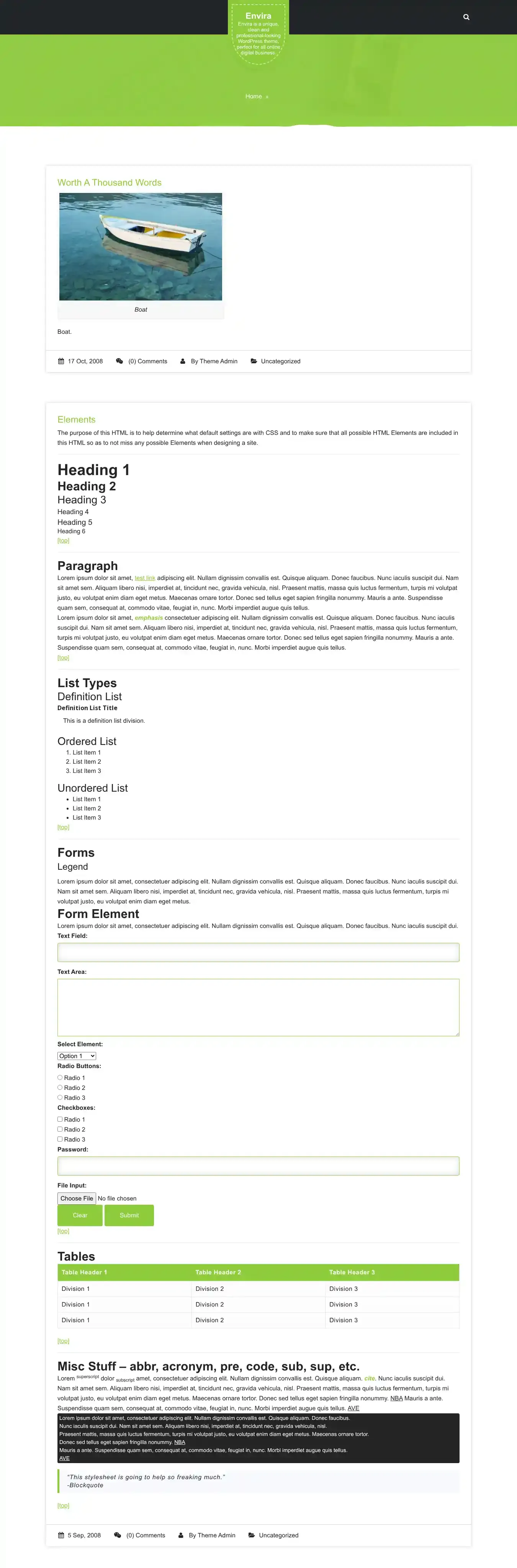 Envira home page on desktop