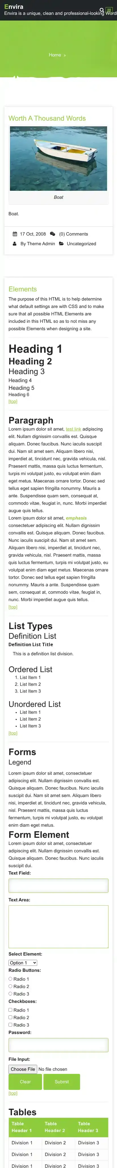 Envira home page on mobile