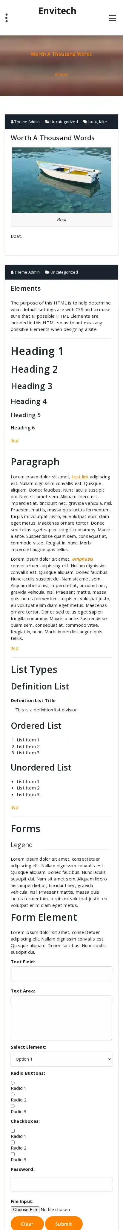 Envitech home page on mobile