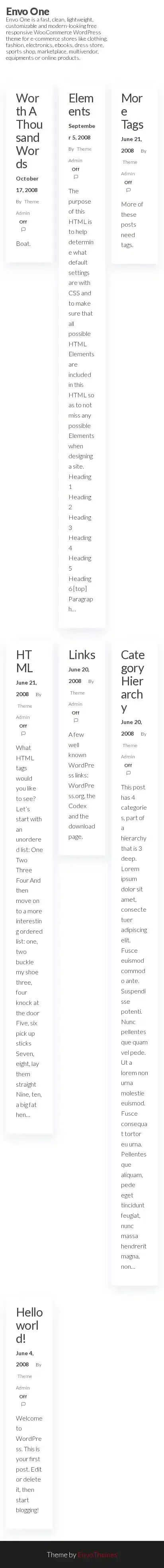 Envo One home page on mobile