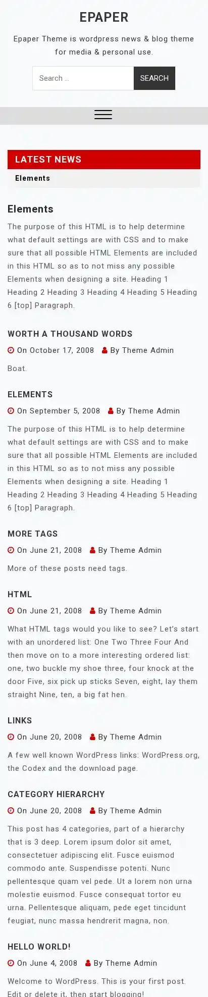 Epaper home page on mobile