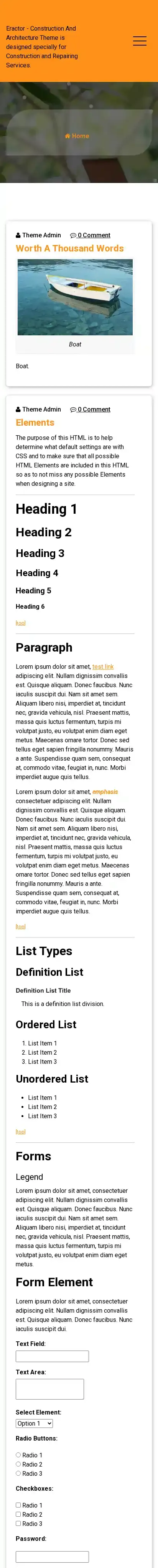 Eractor home page on mobile