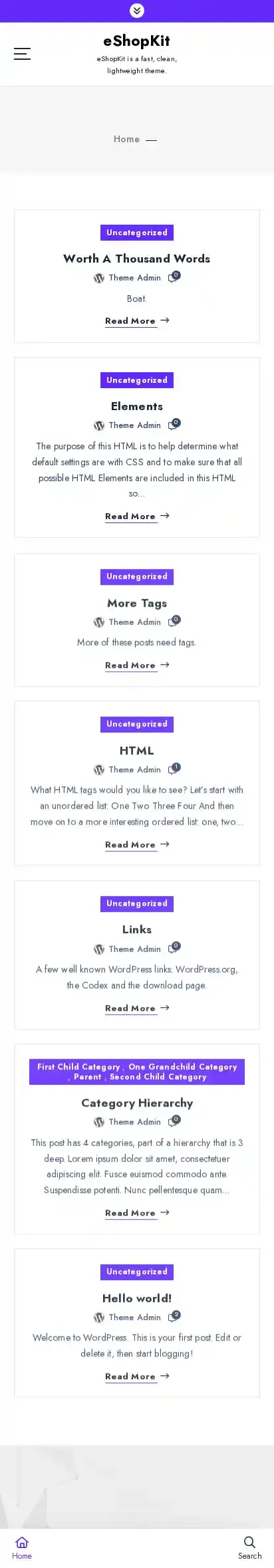 eShopKit home page on mobile