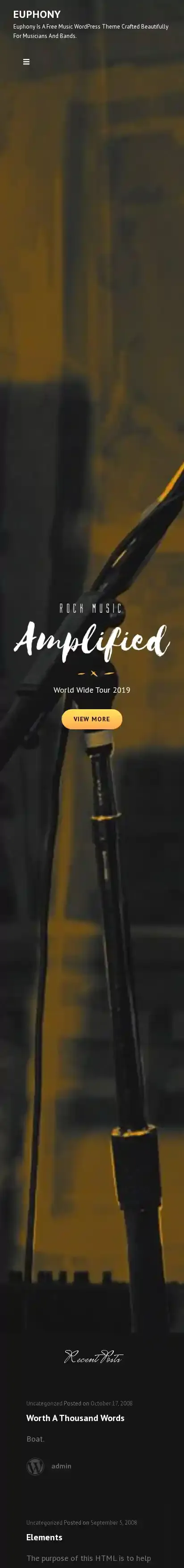 Euphony home page on mobile