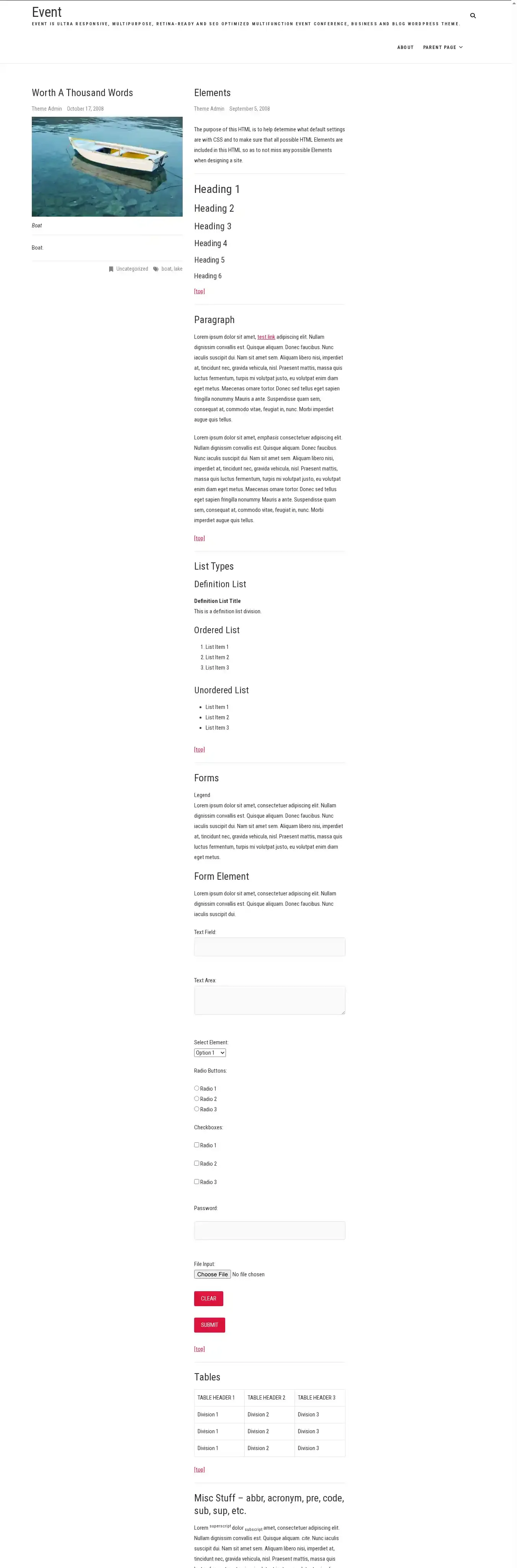 Event home page on desktop
